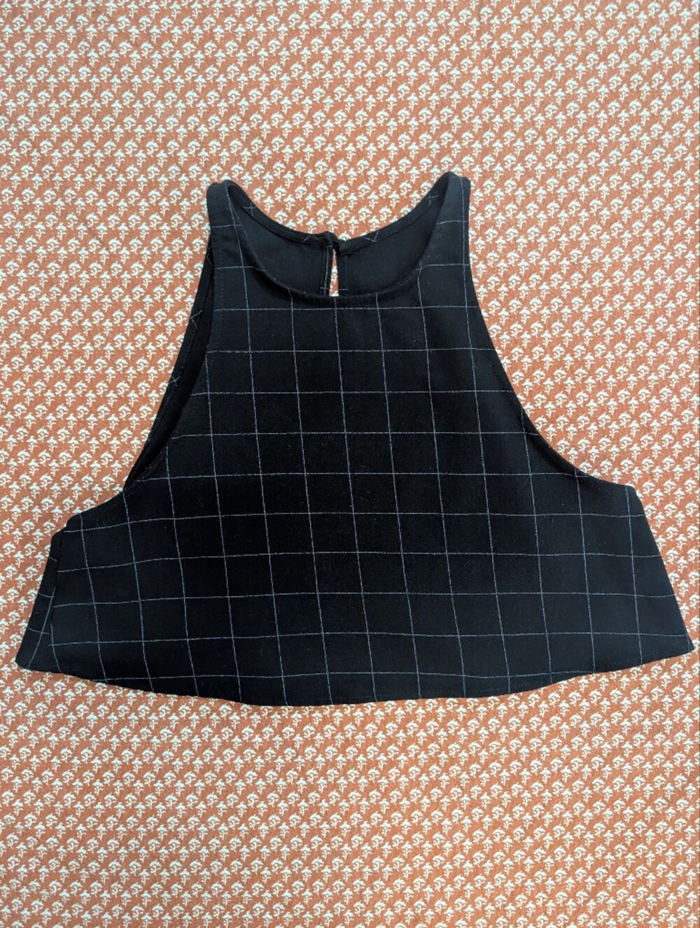 American Apparel Black Windowpane Grid Crop Tank Open Black Medium
